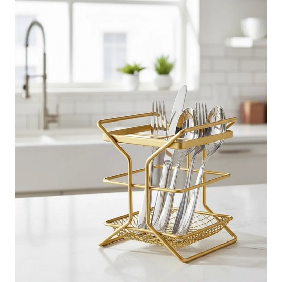 Porta Talher Com Divisórias Piatina Linha Dourado Fosco